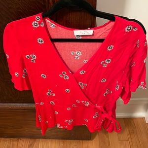 Elodie red floral shirt